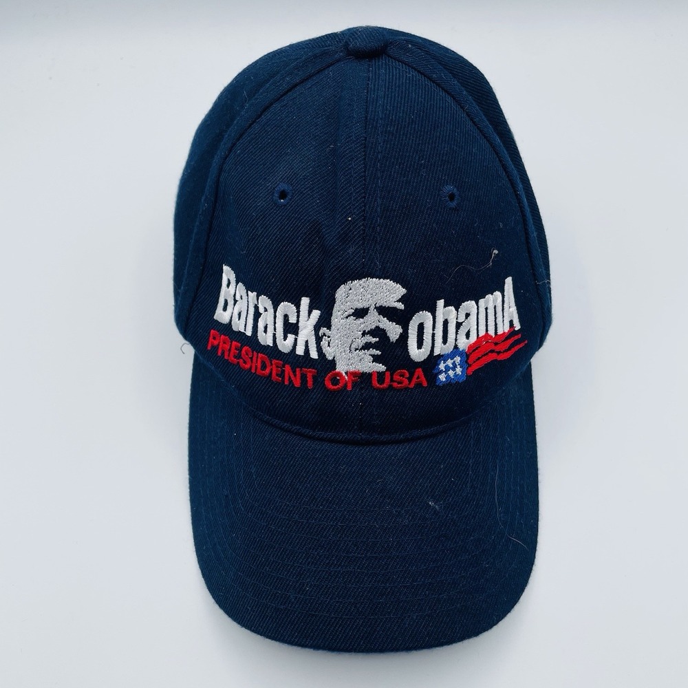 🍒 Vtg Obama "Change We Can Believe In" Ball Cap Hat Adjustable Navy Acrylic 2008